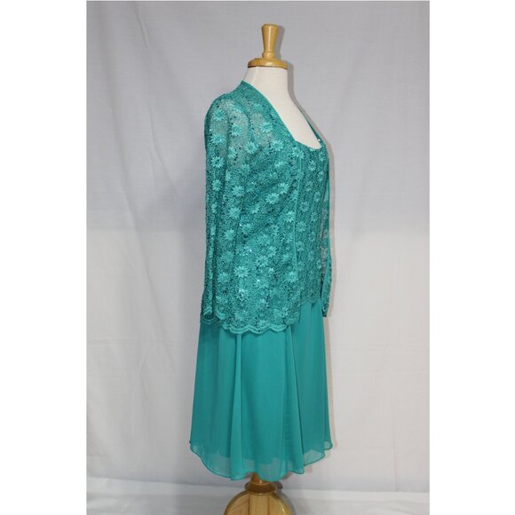 Eva USA Mother of Bride Groom Dress-Knee Length-#3171-SIZE L-JADE GREEN-NWTags - Picture 6 of 7